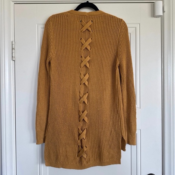 Women's Mustard Sweater Cardigan - Picture 3 of 3